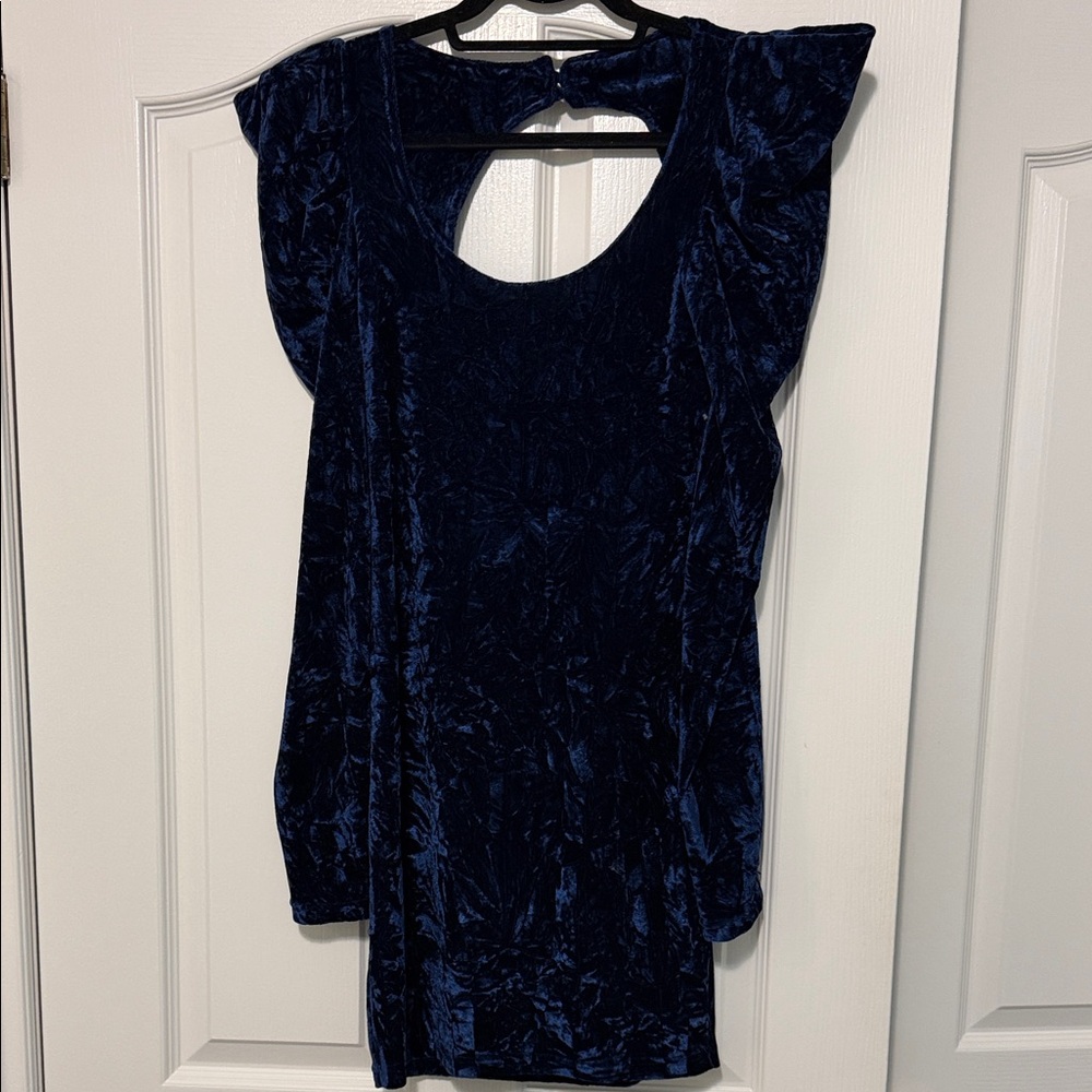 Vero Moda Elegant Blue Velvet Dress